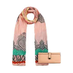 CARVEN - Pack Billetera Nápoles rosa + Pañuelo Alcala coral