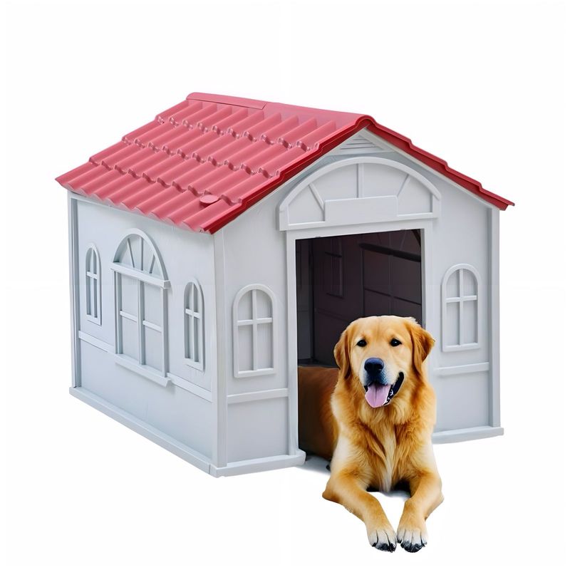 LUBABYCAS - Casa De Perro Mascota Exterior Grande 98cm Roja By LuBabycas