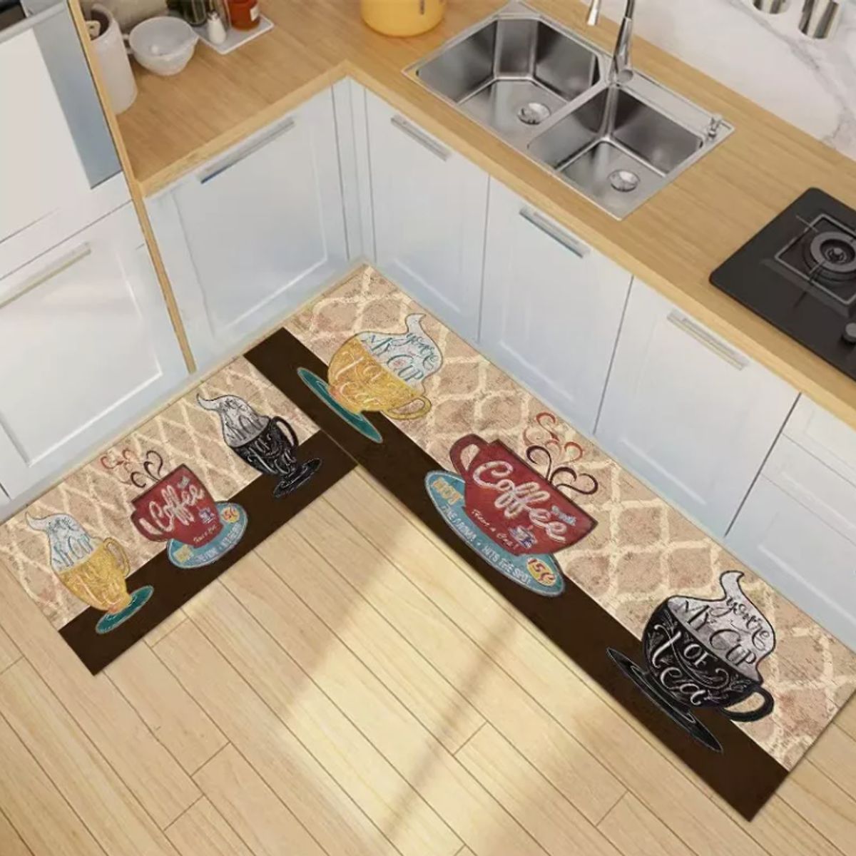 GENERICO - Pack 2 Alfombra De Cocina Antideslizante Piso Entrada De Baño