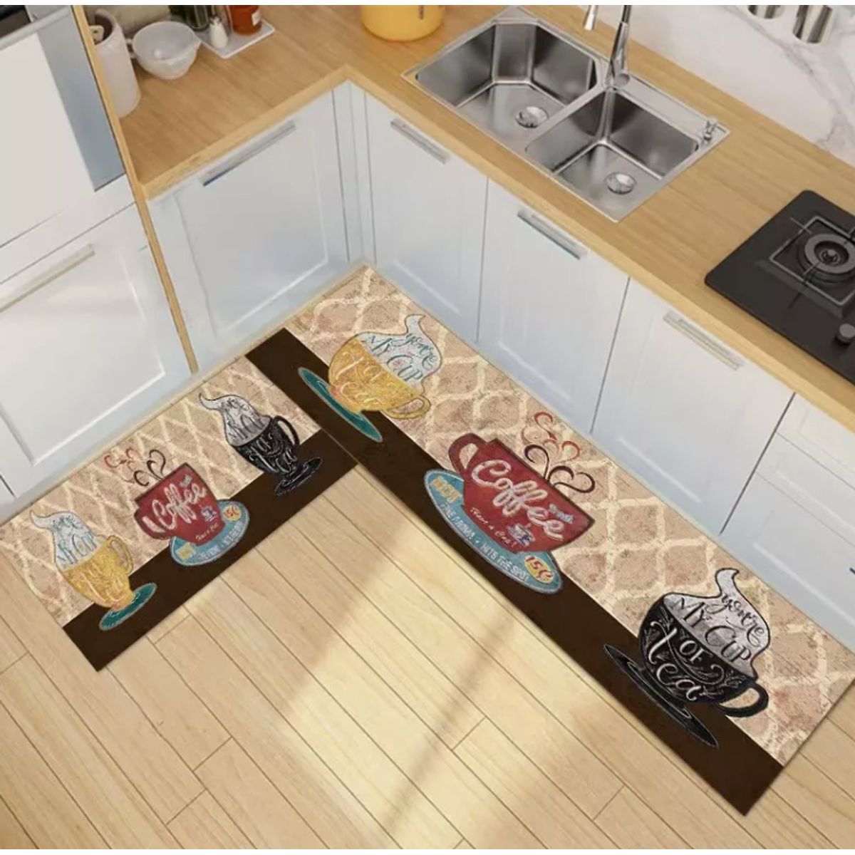 GENERICO - Pack 2 Alfombra De Cocina Antideslizante Piso Entrada De Baño