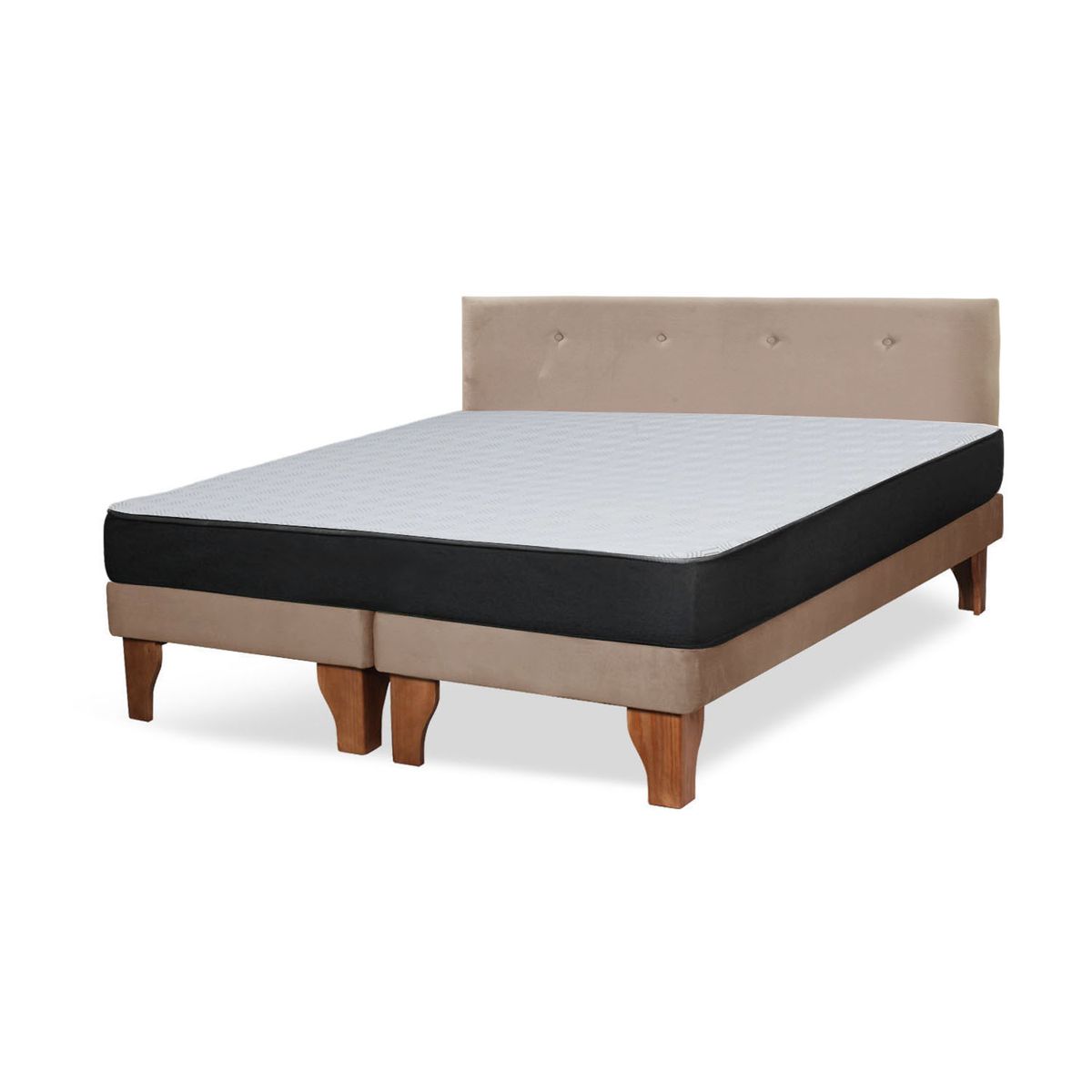 LATAM HOME - Cama Europea Zen Roller 2 Plazas Colchon Comprimido Espuma Tela Beige