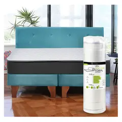 LATAM HOME - Cama Europea Zen Roller 2 Plazas Colchon Comprimido Espuma Tela Turquesa