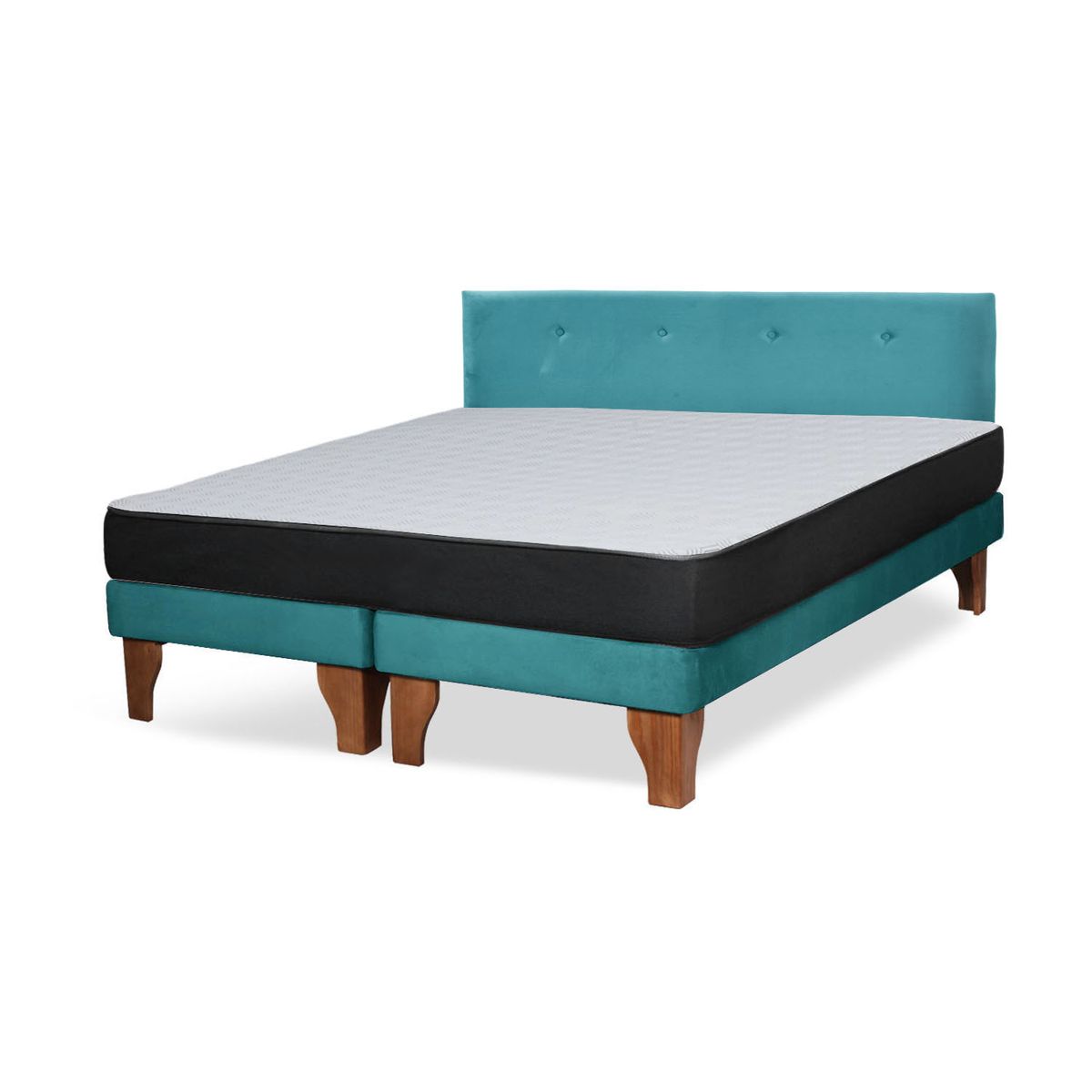 LATAM HOME - Cama Europea Zen Roller 2 Plazas Colchon Comprimido Espuma Tela Turquesa