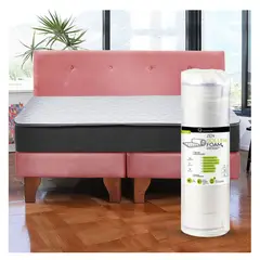 LATAM HOME - Cama Europea Zen Roller 2 Plazas Colchon Comprimido Espuma Tela Palo Rosa