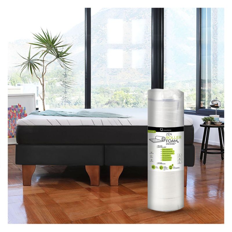 LATAM HOME - Cama Europea Zen Roller Colchon Comprimido 2 Plazas Tela Negro