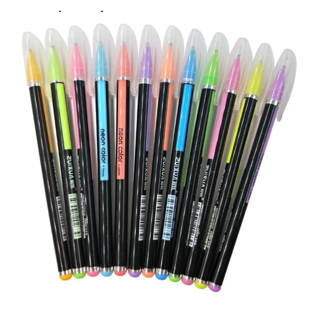 GENERICO - Lápices Gel Pastel Neón Set 12 Unidades 1,0mm