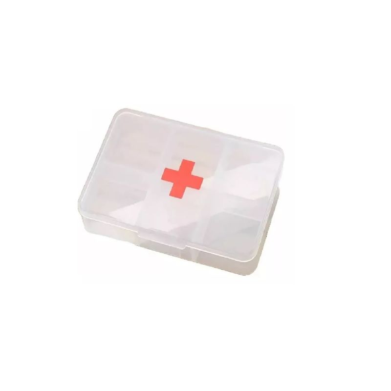GENERICO - Pastillero Organizador Pastillas 6 Contenedores Transparente