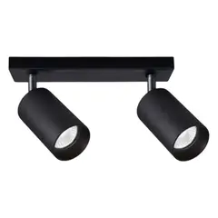 WANT - Aplique 2 Foco Cilindro Negro Luz Neutra GU10 Moderno