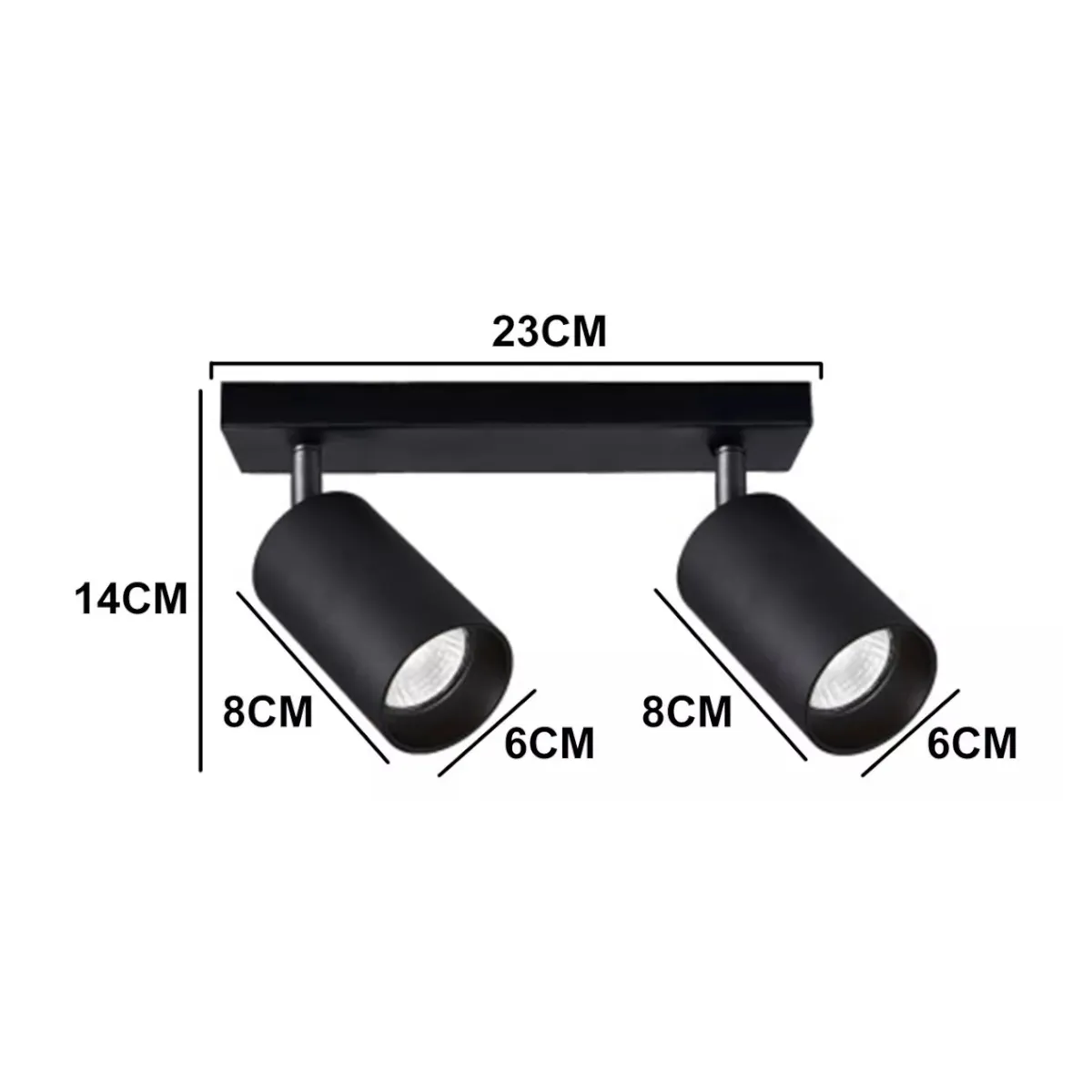 Aplique 2 Foco Cilindro Negro 7W Luz Neutra GU10 Moderno, marca AVC Y VELL MAX - Foto 2