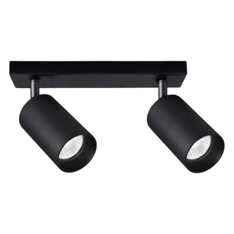 WANT - Aplique 2 Foco Cilindro Negro Luz Fría GU10 Moderno