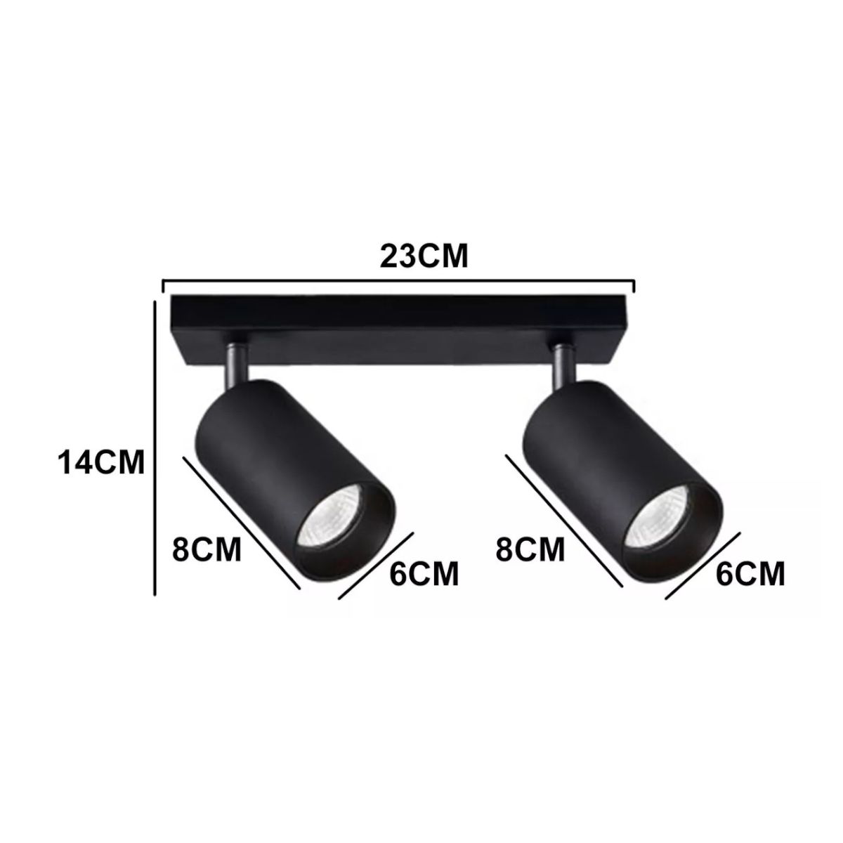 WANT - Aplique 2 Foco Cilindro Negro Luz Fría GU10 Moderno