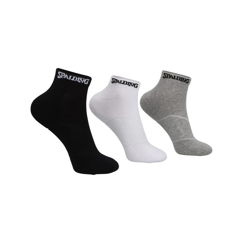 SPALDING - Tripack Calcetines Cortos Blanco Negro Gris Spalding 40-45