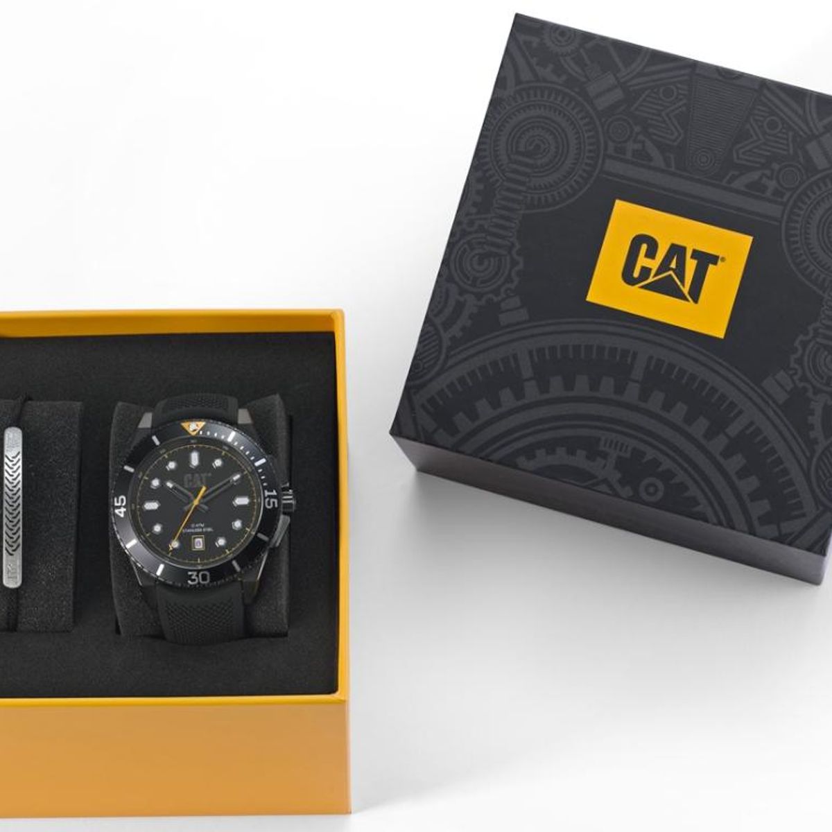 CAT - Set Reloj Cat Hombre SET-QC-161-21-121 mas pulsera Bisutería - Negro