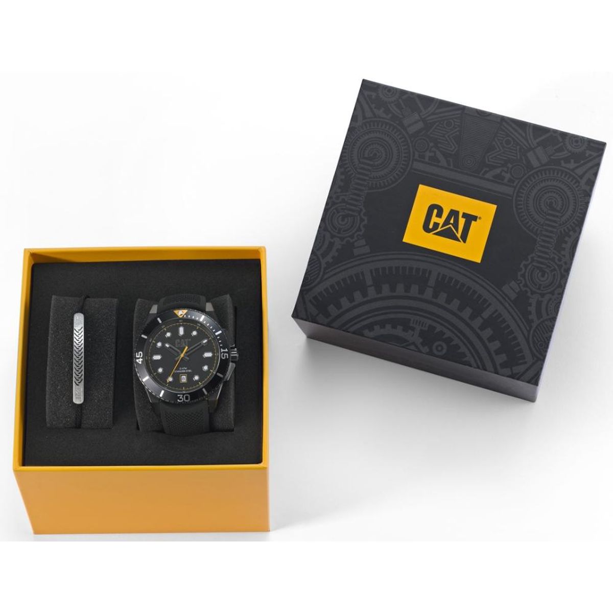 CAT - Set Reloj Cat Hombre SET-QC-161-21-121 mas pulsera Bisutería - Negro