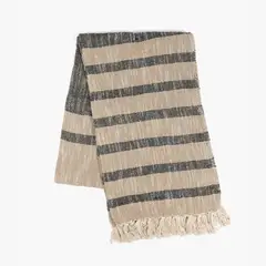 LOUNGE - Manta Algodón Flecos Beige