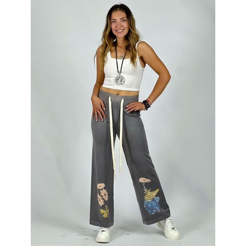 ENIGMATICA BOUTIQUE - Palazzo Spandex Estampado Flores y Mariposa Beige