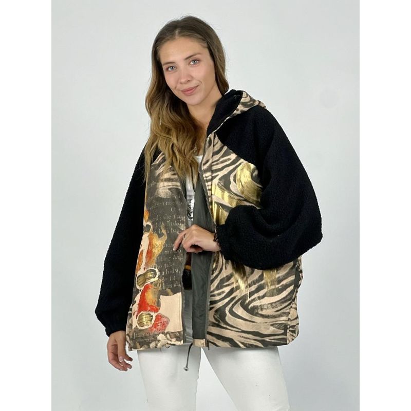 ENIGMATICA BOUTIQUE - Abrigo Chiporro estampado Cebra - Negro.