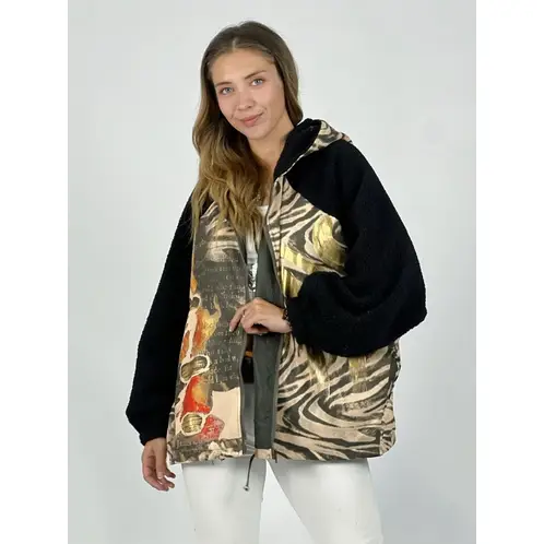 ENIGMATICA BOUTIQUE - Abrigo Chiporro estampado Cebra - Negro.