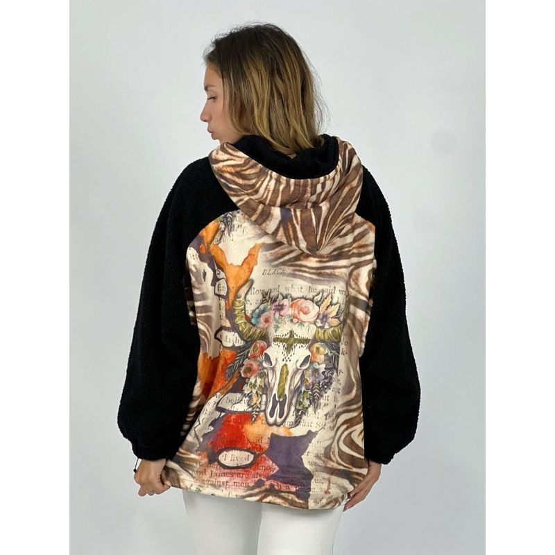ENIGMATICA BOUTIQUE - Abrigo Chiporro estampado Cebra - Negro.