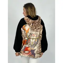 ENIGMATICA BOUTIQUE - Abrigo Chiporro estampado Cebra - Negro.