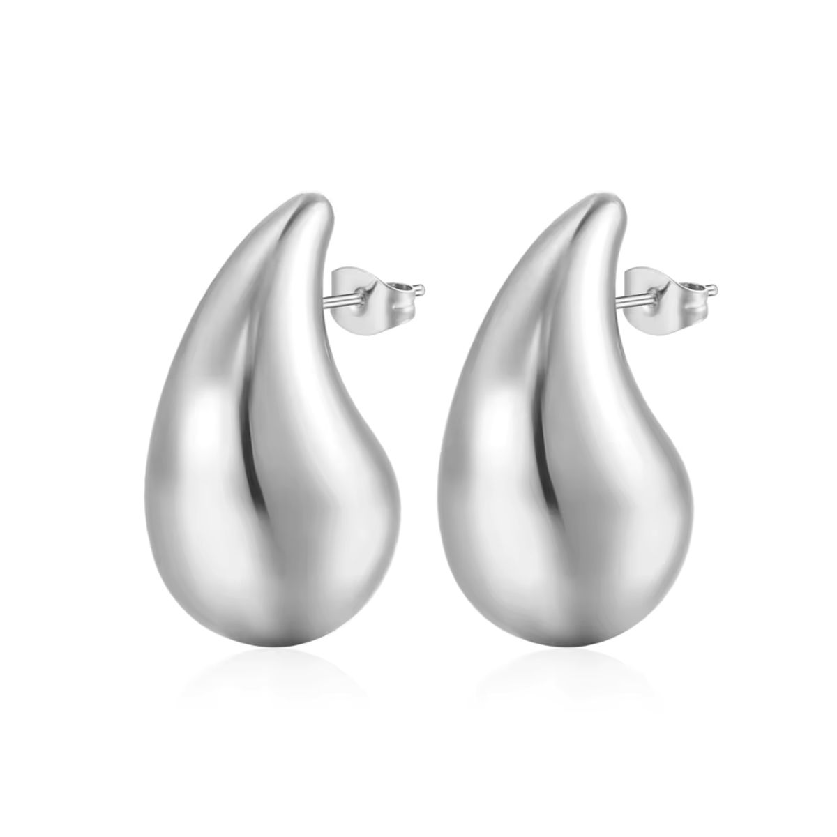 GENERICO - Aros Plata Estilo Gota Chunky 26 mm