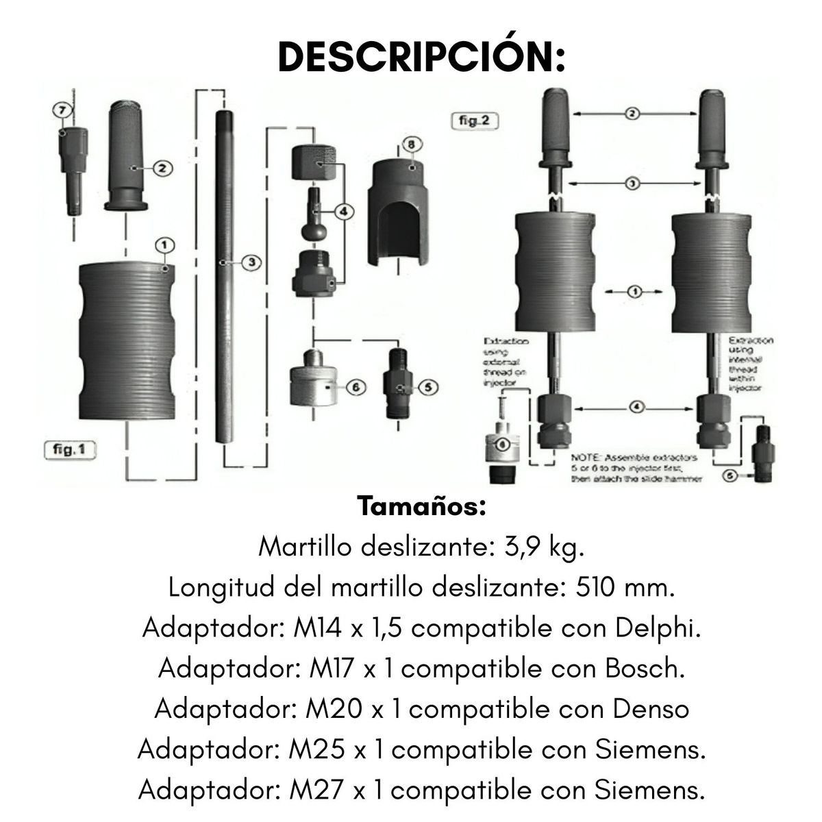 GENERICO - Kit Extractor Inyectores Diesel Petróleo Camion 14pcs