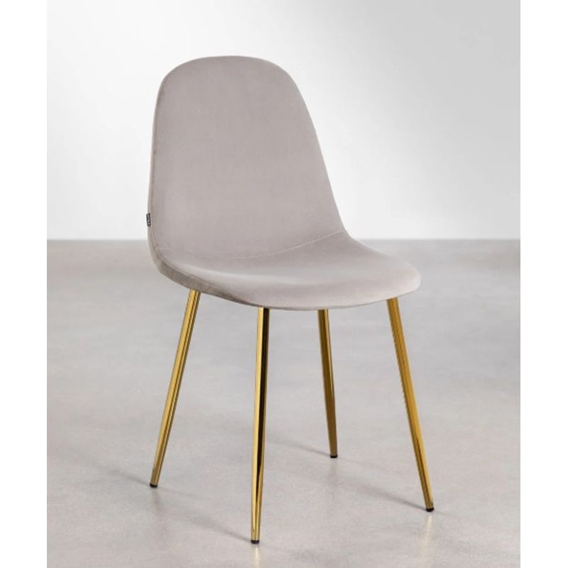 GENERICO - Silla de Comedor Trendy Top Gold Terciopelo-Gris