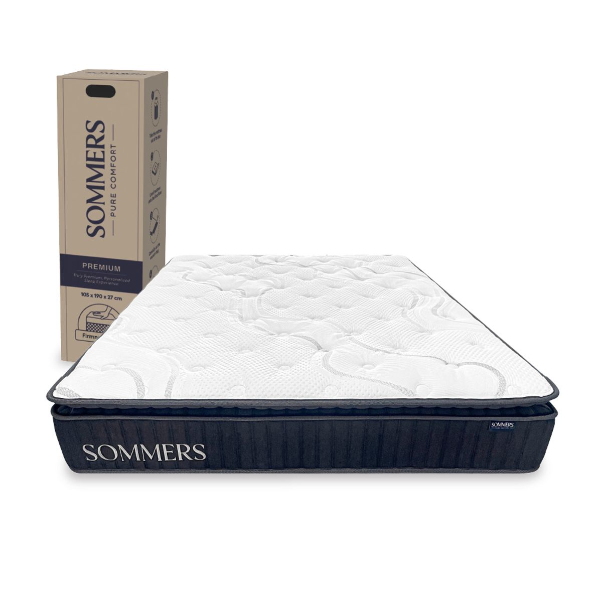 SOMMERS - Colchón 2 Plazas Comprimido Premium 150x190x27 Cm Sommers