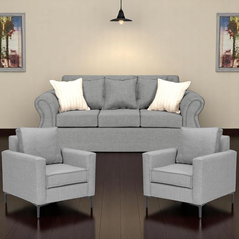 SITIAL HOME - Living 311, Singapur gris sofa 3 cuerpos mas 2 poltronas resortes