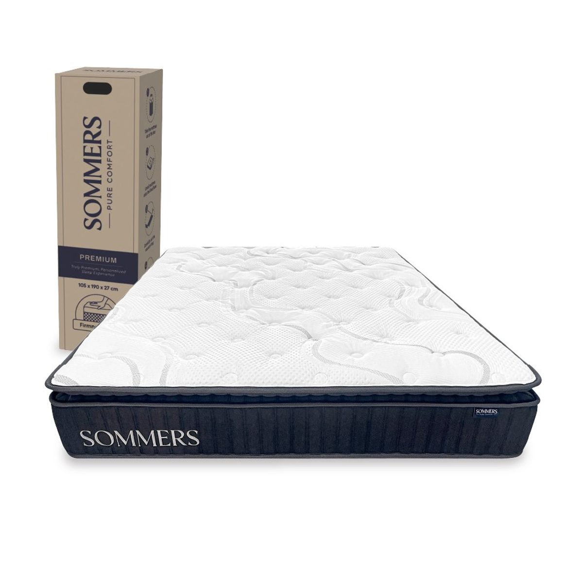 SOMMERS - Colchón Super King Comprimido Premium 200x200x27 Cm Sommers Kiosclub