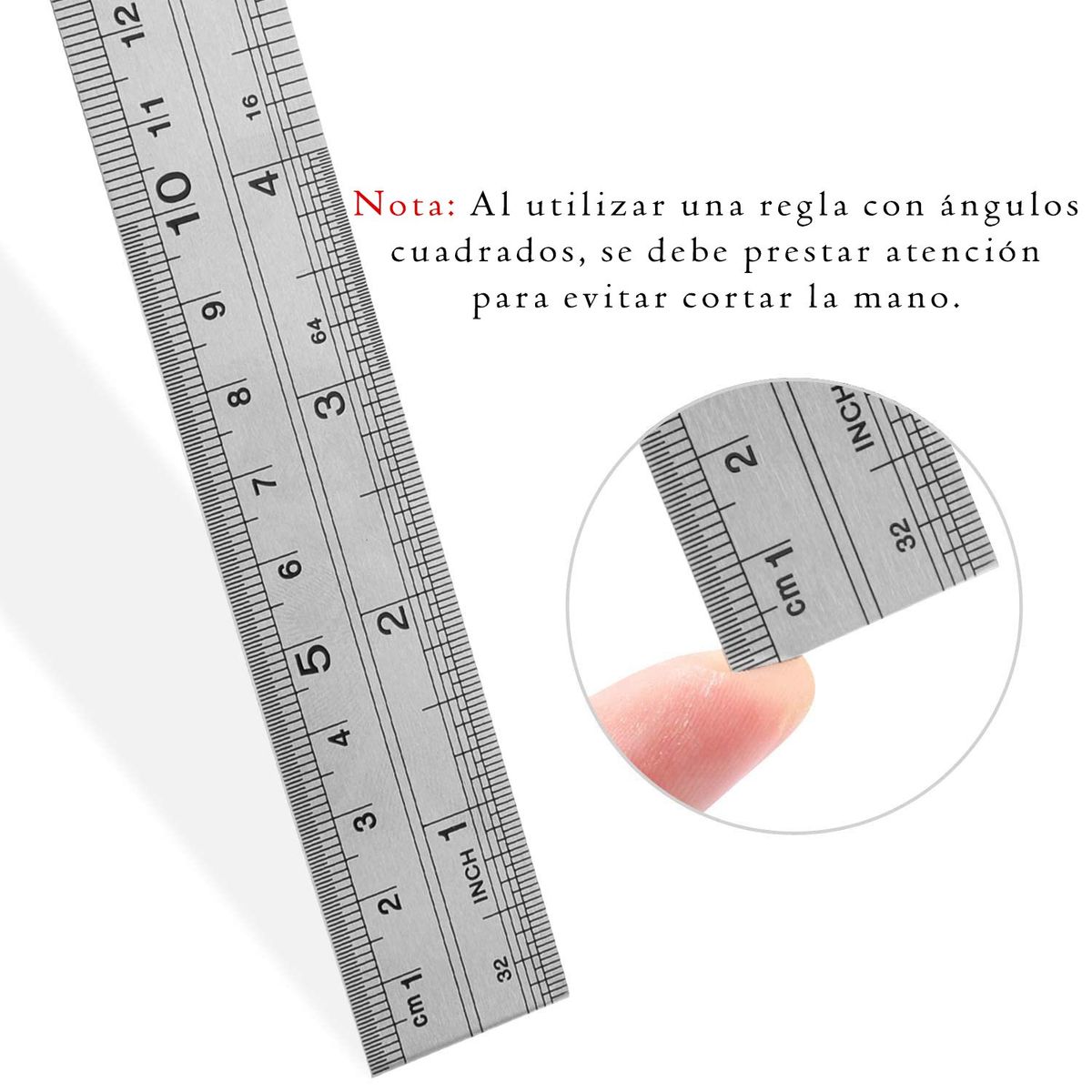 RD - Regla Metalica Acero Inoxidable Diseño 40cm / 16 Pulgadas Rd