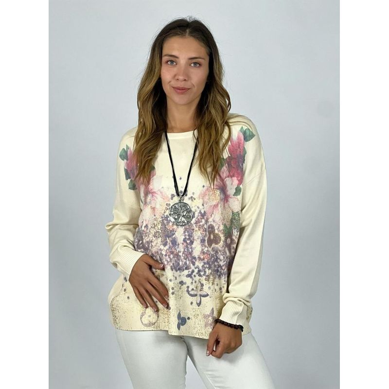 ENIGMATICA BOUTIQUE - Sweater Spandex Flores Estampadas