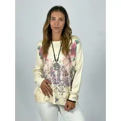 ENIGMATICA BOUTIQUE - Sweater Spandex Flores Estampadas