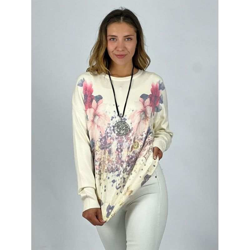 ENIGMATICA BOUTIQUE - Sweater Spandex Flores Estampadas