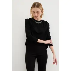ASH - Polera Manga Larga Negro Mujer