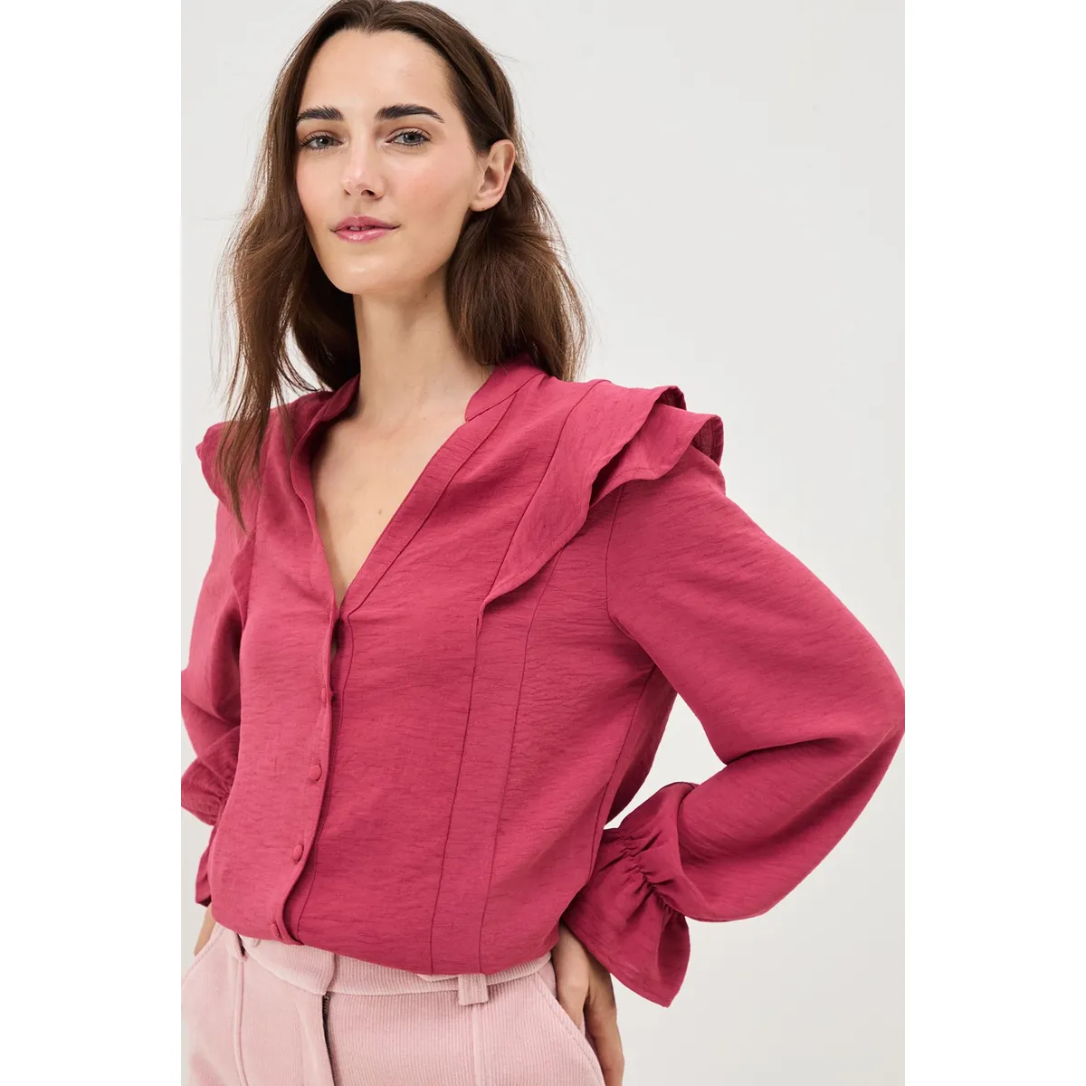 IO - Blusa Manga Larga Naranjo Mujer Io