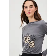 IO - Polera Manga Larga Gris Marengo Mujer