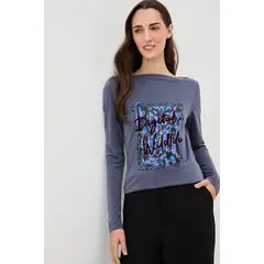 IO - Polera Manga Larga Azul Marino Mujer