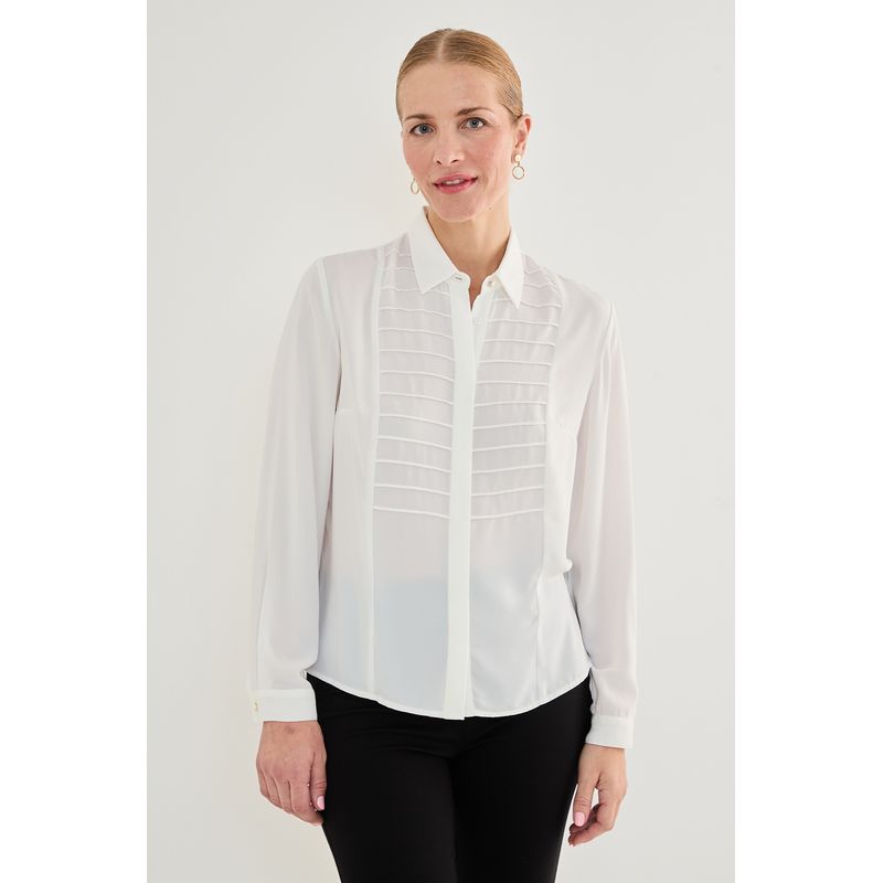 MA GRIFFE - Blusa Manga Larga Crudo Mujer Magriffe