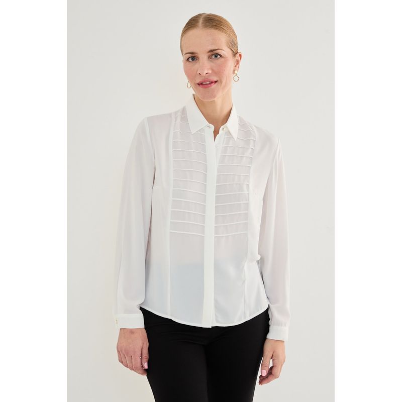 MA GRIFFE - Blusa Manga Larga Crudo Mujer Magriffe
