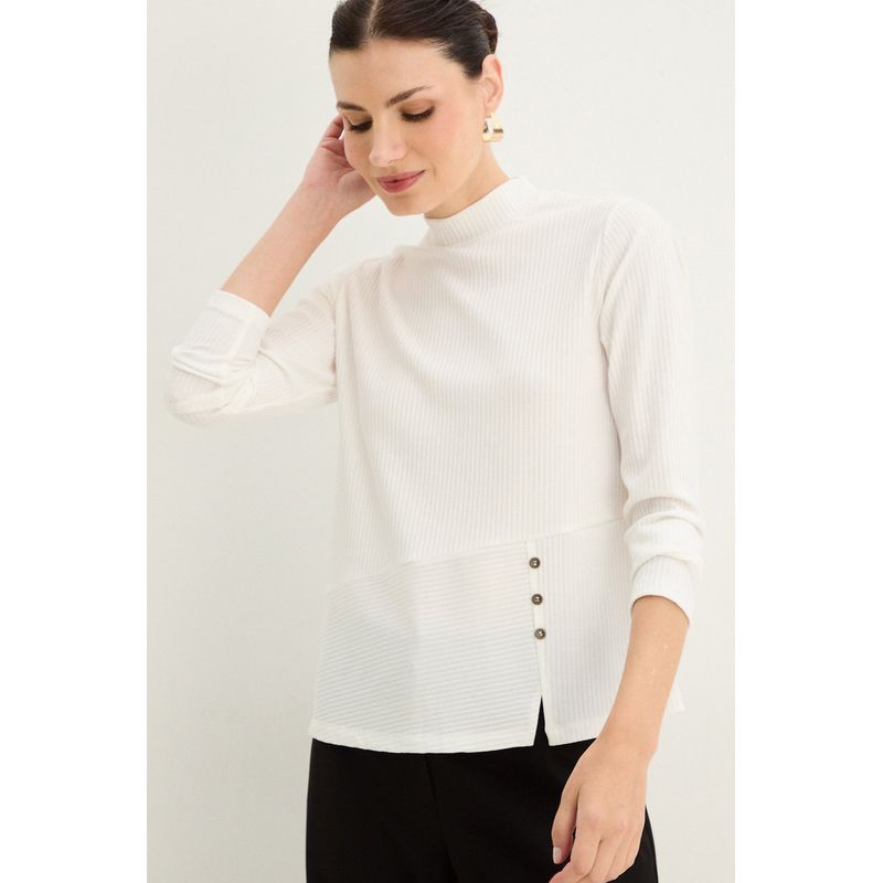 MA GRIFFE - Polera Rib Acanalada Mujer MAGRIFFE