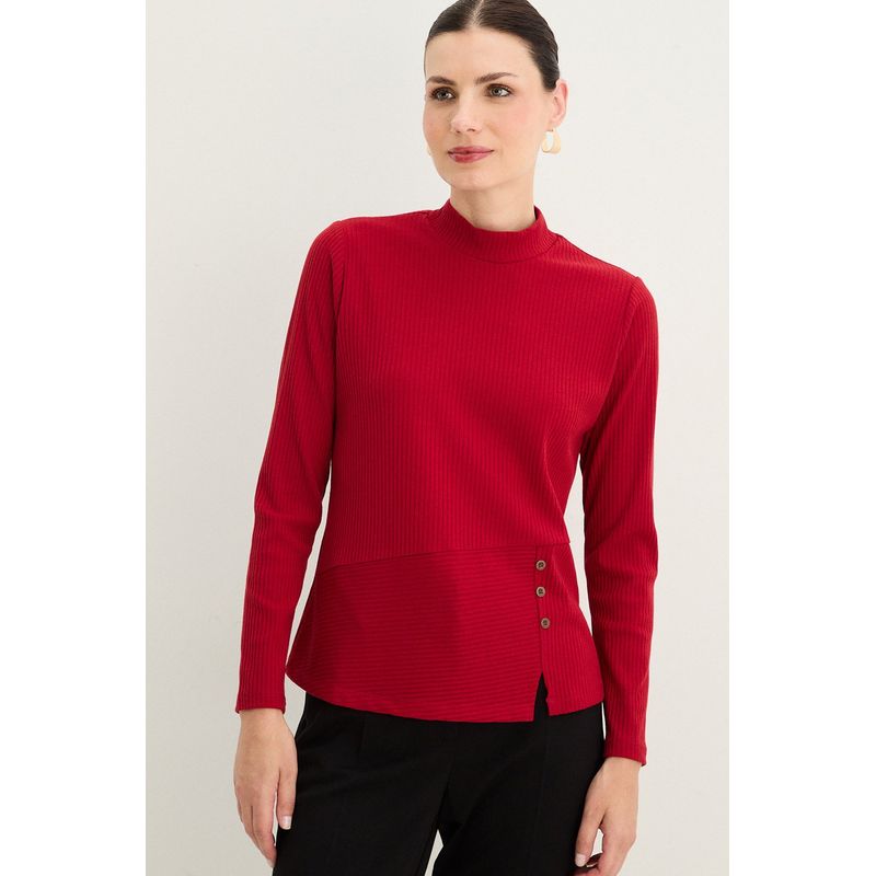 MA GRIFFE - Polera Manga Larga Rojo Mujer Magriffe