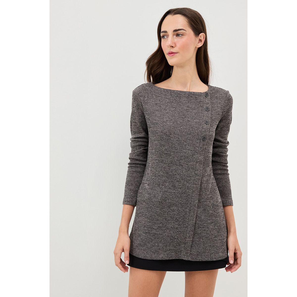 IO - Polera Manga Larga Gris Marengo Mujer Io