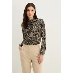 MA GRIFFE - Polera Manga Larga Beige Mujer Magriffe