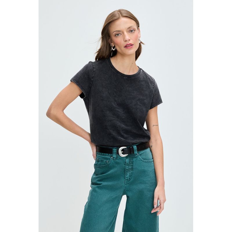IO - Polera Manga Corta Negro Mujer Io