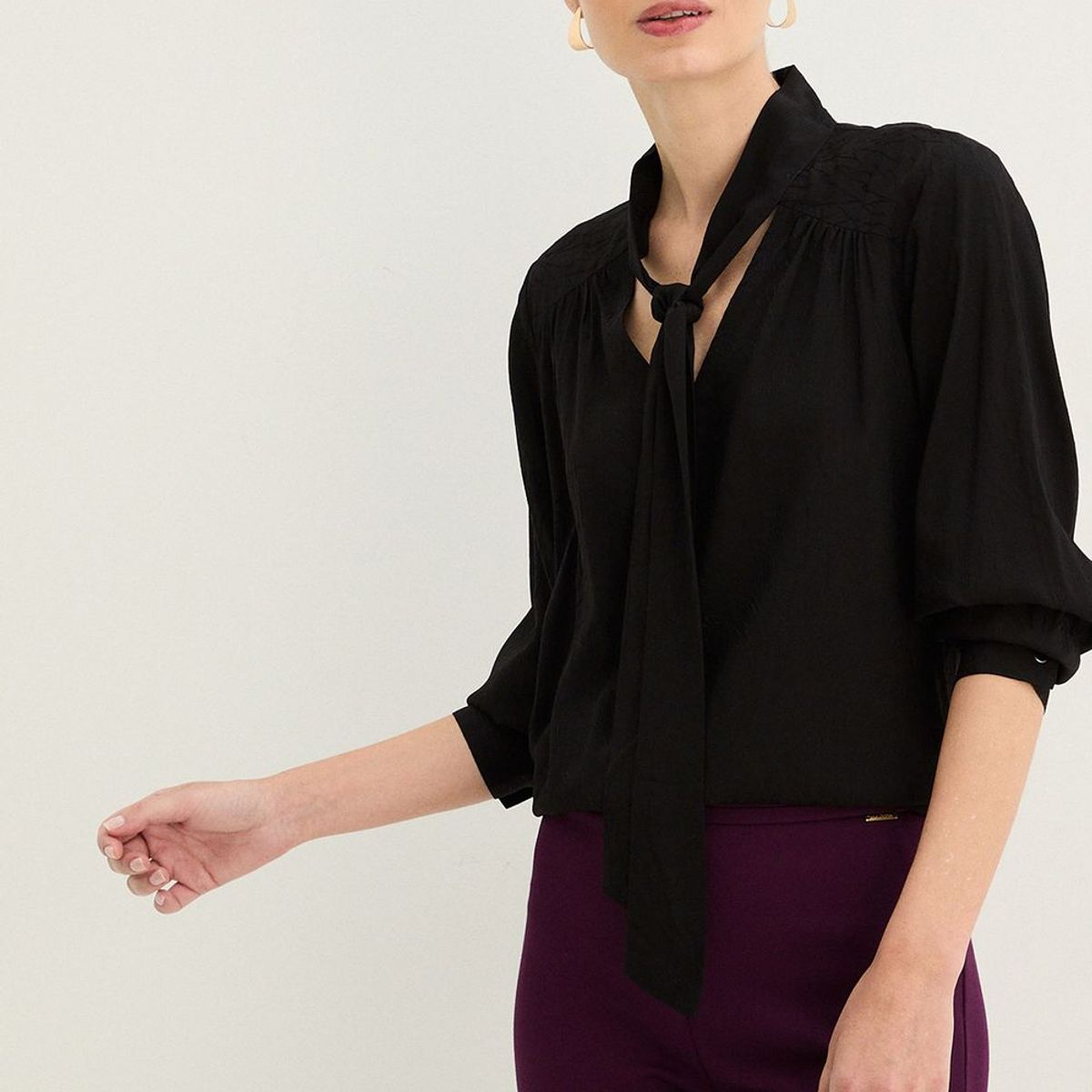 MA GRIFFE - Blusa Manga Larga Negro Mujer Magriffe