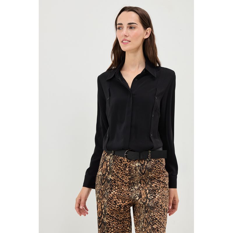 IO - Blusa Lisa Mujer Negro IO