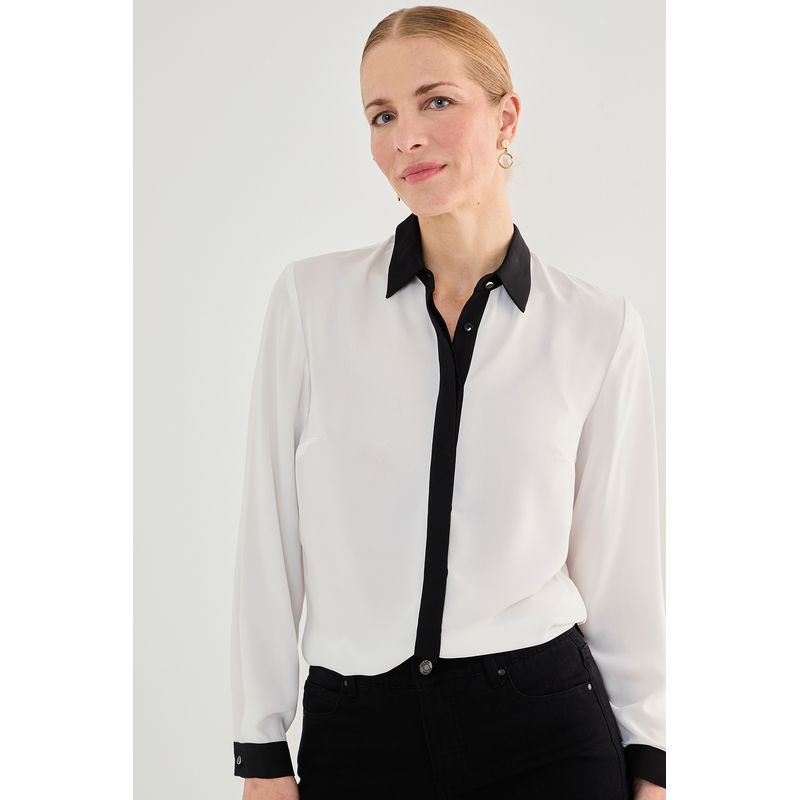 MA GRIFFE - Blusa Manga Larga Crudo Mujer Magriffe