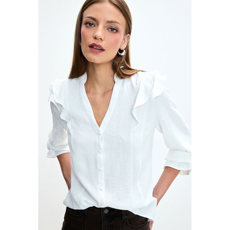 IO - Blusa Lisa Crudo Mujer IO