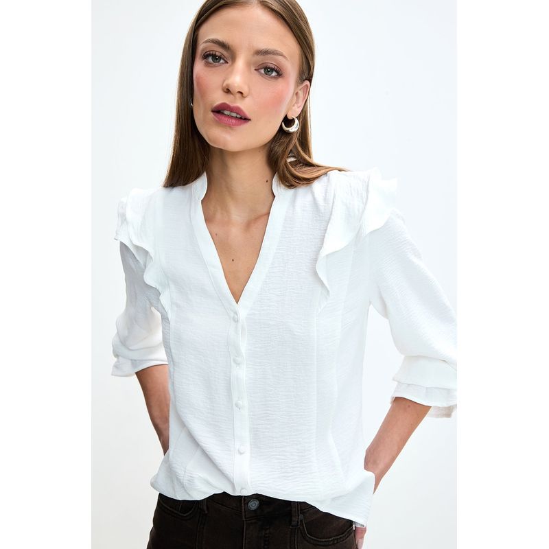 IO - Blusa Lisa Crudo Mujer IO